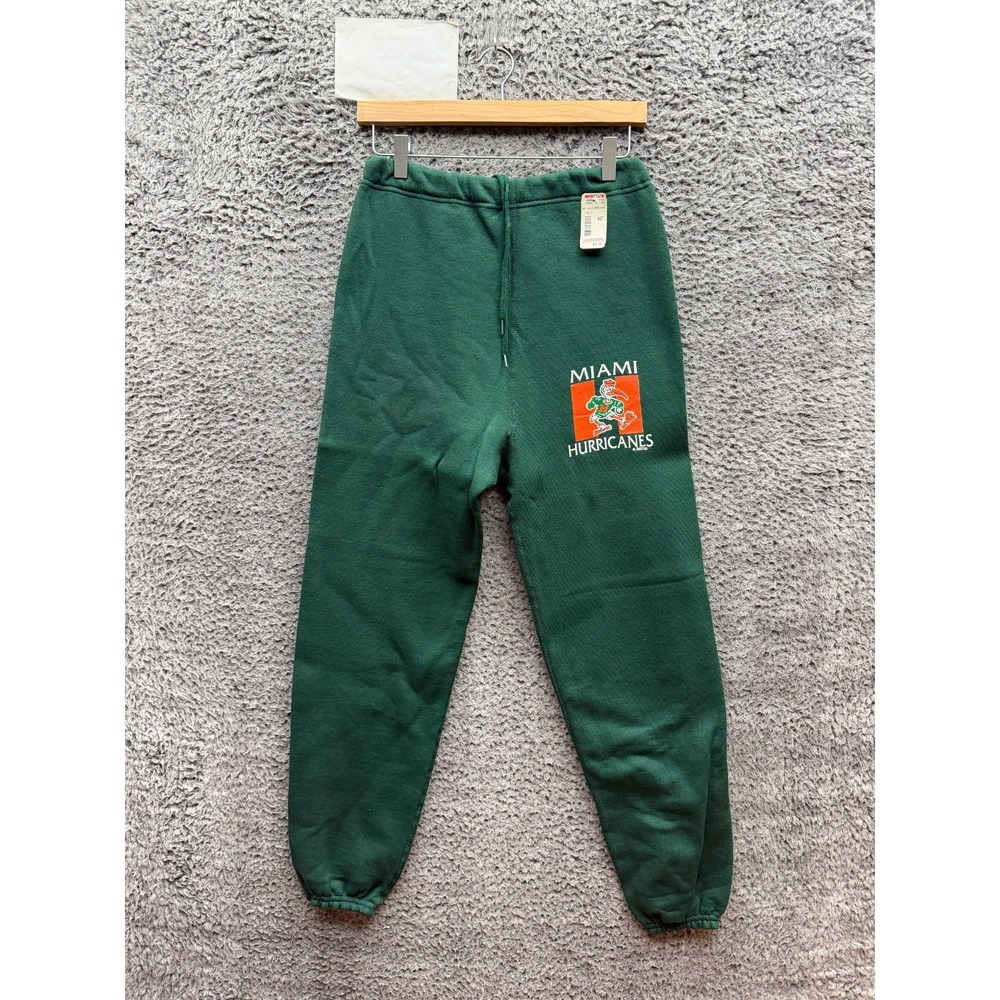 Vintage Miami Hurricanes Fleece Drawstring Jogger Sweatpants Green Size M NWT